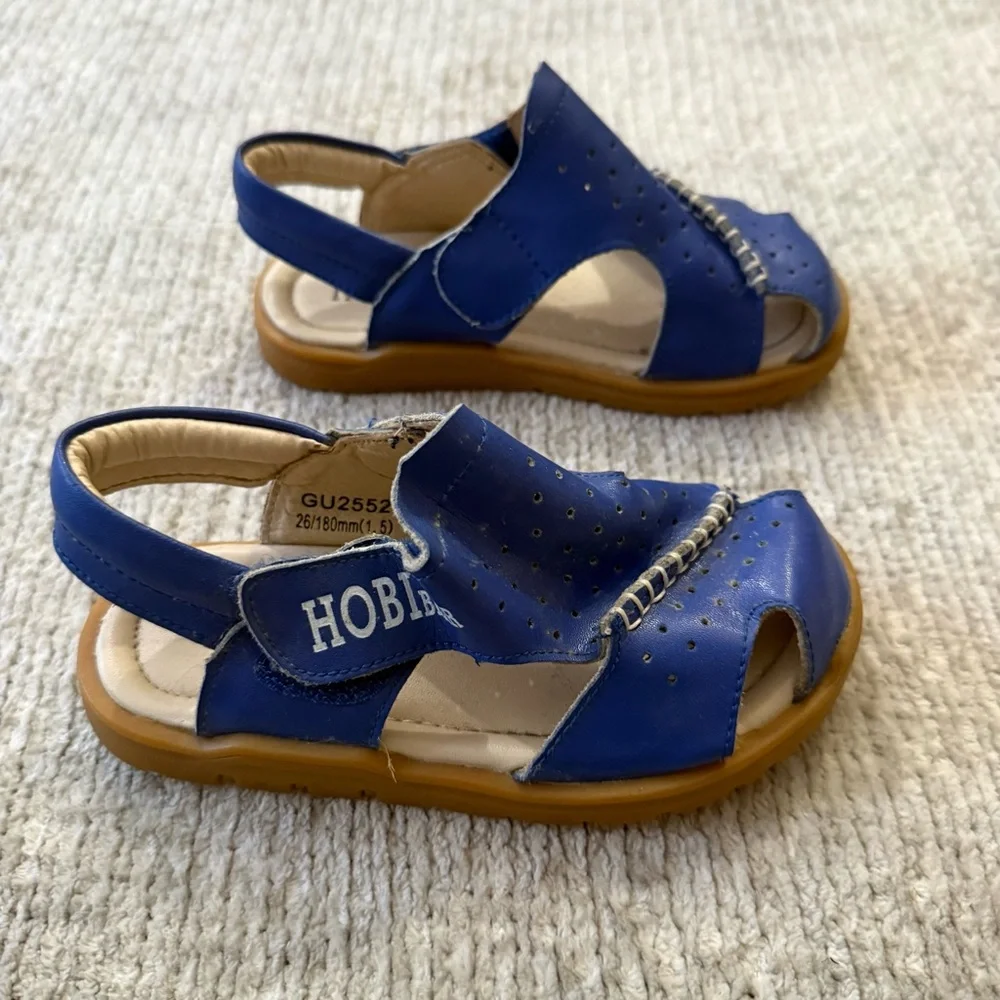 Hobibear Blue Leather Toddler Sandals Size 1.5 Comfort Shoes‎